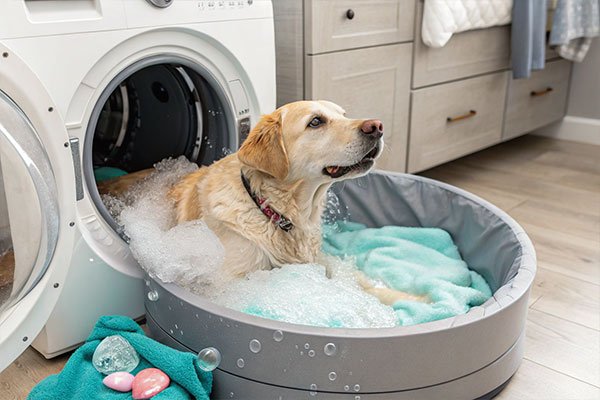 machine washing a self warming pet bed step