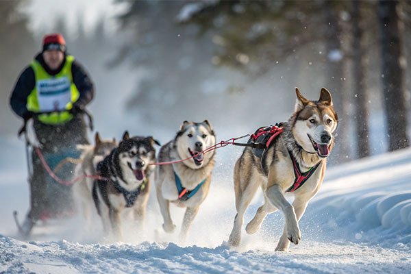 sled dog team action shot