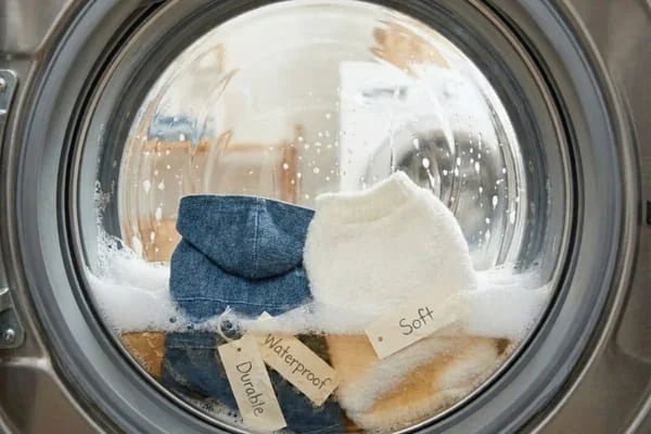 Pet clothing being washed in a machine