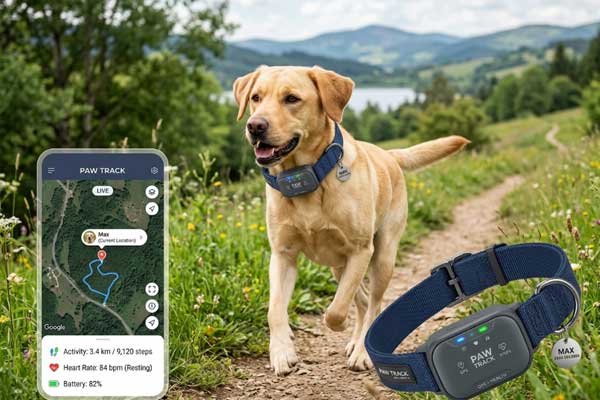 smart pet collar with GPS tracking and health monitoring features